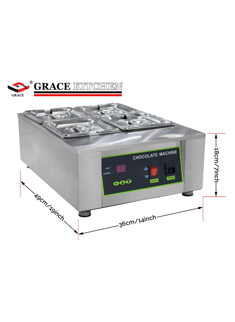 Grace - Commercial Chocolate Tempering Machine,1000W Chocolate Melting Machine With Temperature Control 4 Compartment - Image 1