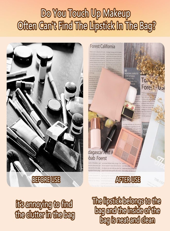 بوسوها مجموعة BUSOHA من 3 حقائب مكياج صغيرة للحقيبة - حقائب مستحضرات تجميل صغيرة محمولة للنساء، محفظة نقود، منظم إكسسوارات أحمر الشفاه، حقيبة تخزين صغيرة لأدوات السفر (وردي) - Image 5