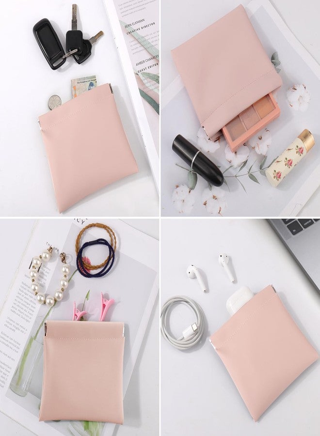 بوسوها مجموعة BUSOHA من 3 حقائب مكياج صغيرة للحقيبة - حقائب مستحضرات تجميل صغيرة محمولة للنساء، محفظة نقود، منظم إكسسوارات أحمر الشفاه، حقيبة تخزين صغيرة لأدوات السفر (وردي) - Image 4