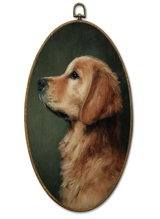 Mcehtle Vintage Red Golden Retriever Wall Art Decor, Moody Rustic Dog Lover Gift Framed Canvas Prints 8.6x11.4, Countryside Cottagecore Decor for Farmhouse Gallery Wall Hanging Artwork Decorations - Image 1