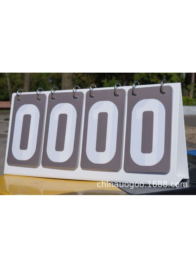 Generic - Competition Scoreboard Activity Flip Card Red Yellow Blue Green Gray Scoring Card Early Education Color Number Card-Specifications:Four-digit Gray Plastic Scoreboard - Image 1
