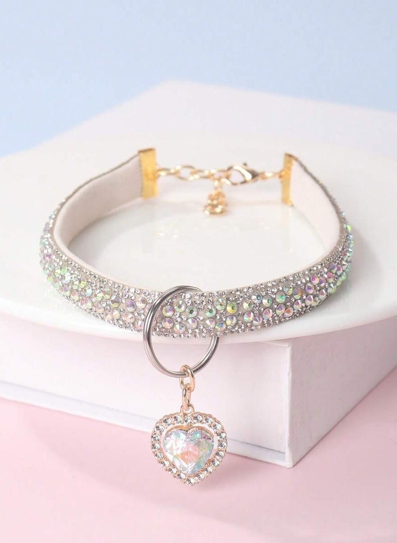 طوق قطة لطيف مع قلادة بشكل قلب. حجم قابل للتعديل مضاد للاختناق، مناسب للقطط والحيوانات الأليفة الصغيرة الأخرى - Image 1