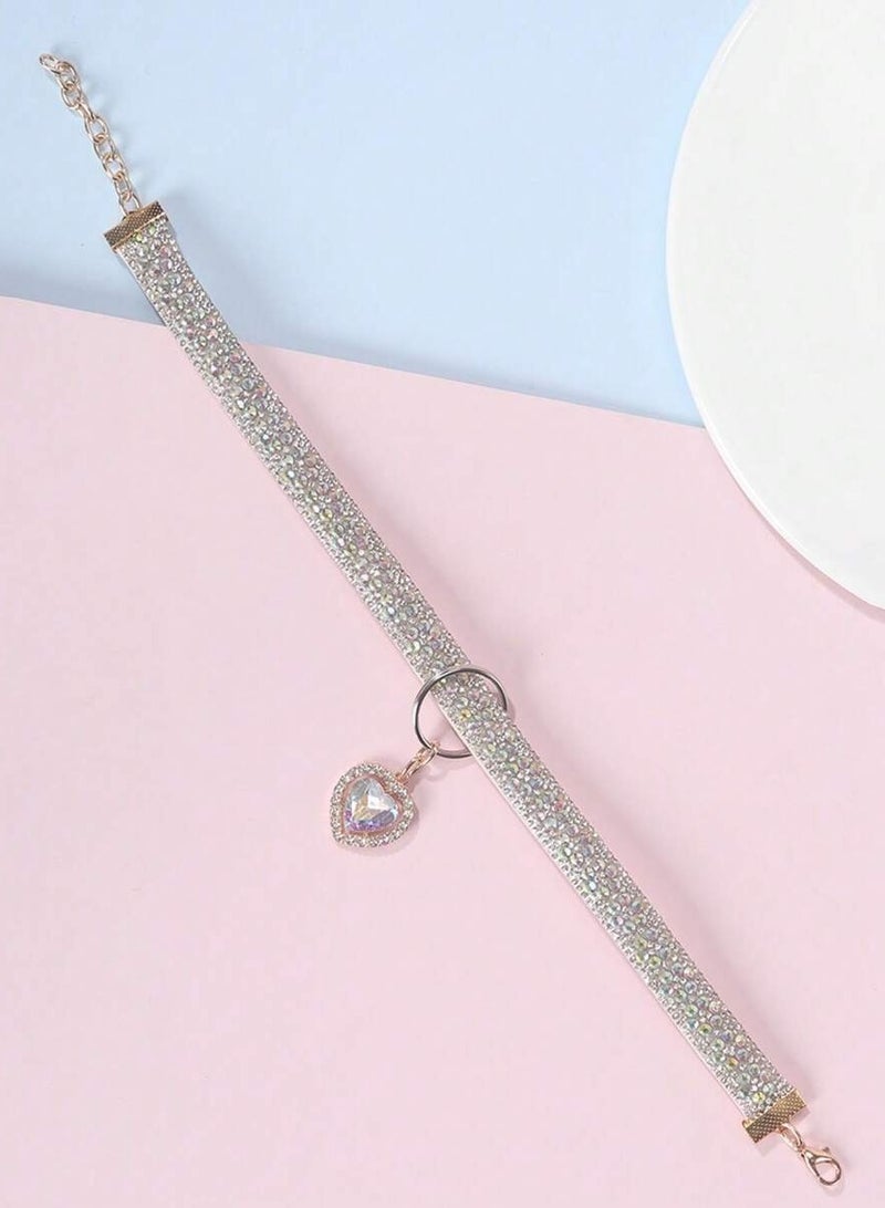 طوق قطة لطيف مع قلادة بشكل قلب. حجم قابل للتعديل مضاد للاختناق، مناسب للقطط والحيوانات الأليفة الصغيرة الأخرى - Image 3