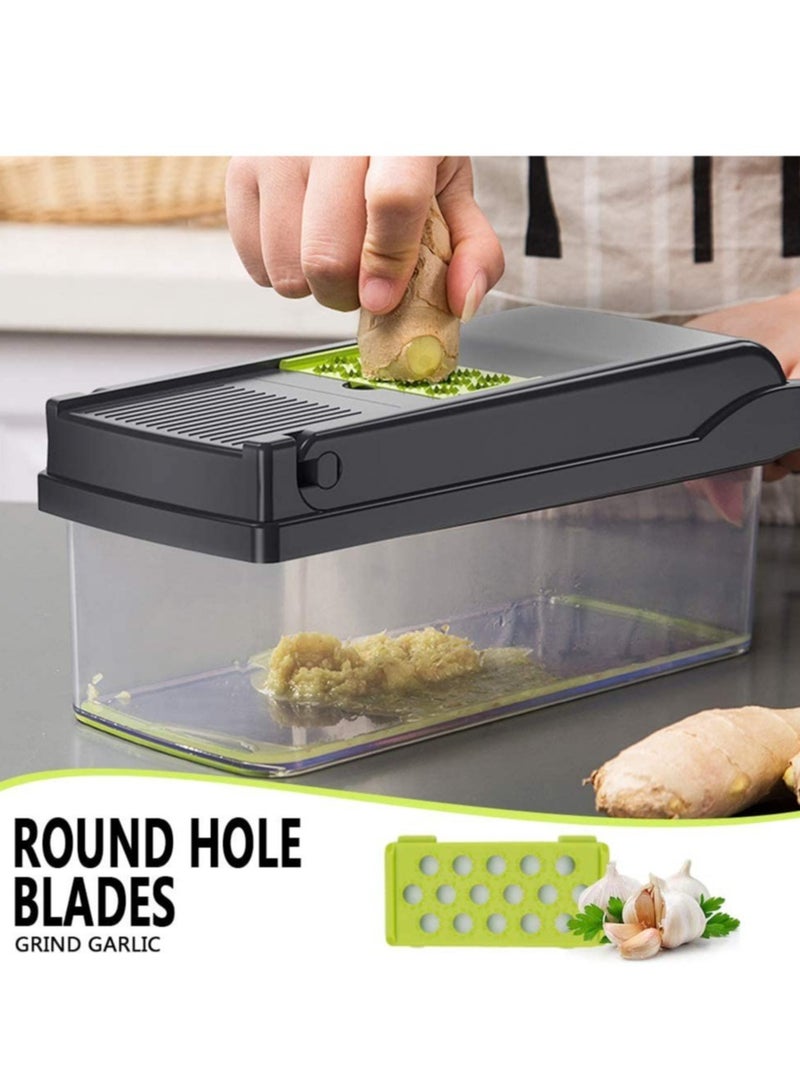 ELTRAZONE Vegetable Chopper Mandoline Slicer Cutter Chopper and Grater 11 in 1 Interchangeable Blades with Colander Basket and Container - Image 5