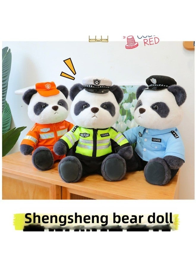 Police Panda Doll Plush Toy Fire Bear Doll Commemorative Event Gift Traffic Police Bear Doll Holiday Gift-Specifications:58cm-Color:Police Bear - Image 3