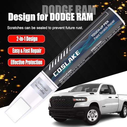 COSLAKE Car Touch Up Paint(Bright White(PW7/GW7)) for Dodge Ram, Car Paint Scratch Repair Kit, Quick & Easy Solution to Repair, 2 in 1 Scratch Remover Pen with 2PCS Disposable Micro Applicators - Image 2
