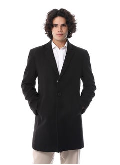 Andora Classic Coat With Slanted Pockets_Black  - Image 1