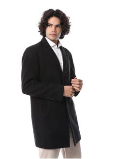 Andora Classic Coat With Slanted Pockets_Black  - Image 2