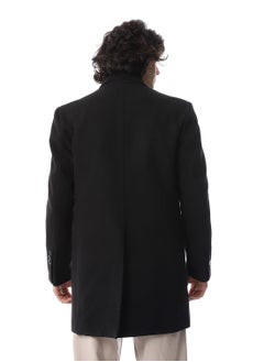 Andora Classic Coat With Slanted Pockets_Black  - Image 3
