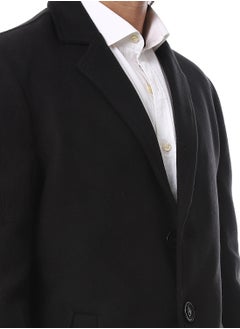 Andora Classic Coat With Slanted Pockets_Black  - Image 5