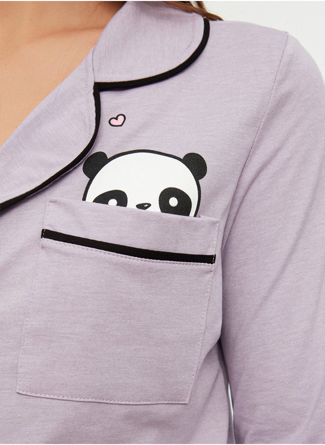 Lilac Cotton Panda Printed Shirt-Pants Knitted Pajamas Set THMAW21PT0245 - pzsku/Z708D7864F6104010286DZ/45/_/1739718400/d3d50e08-c3aa-4349-ba94-7a4115aeffb6