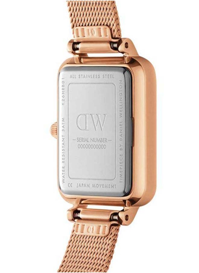 DANIEL WELLINGTON - Women Quadro Pressed Mesh Rose Gold White Watch DW00100431 - Image 1
