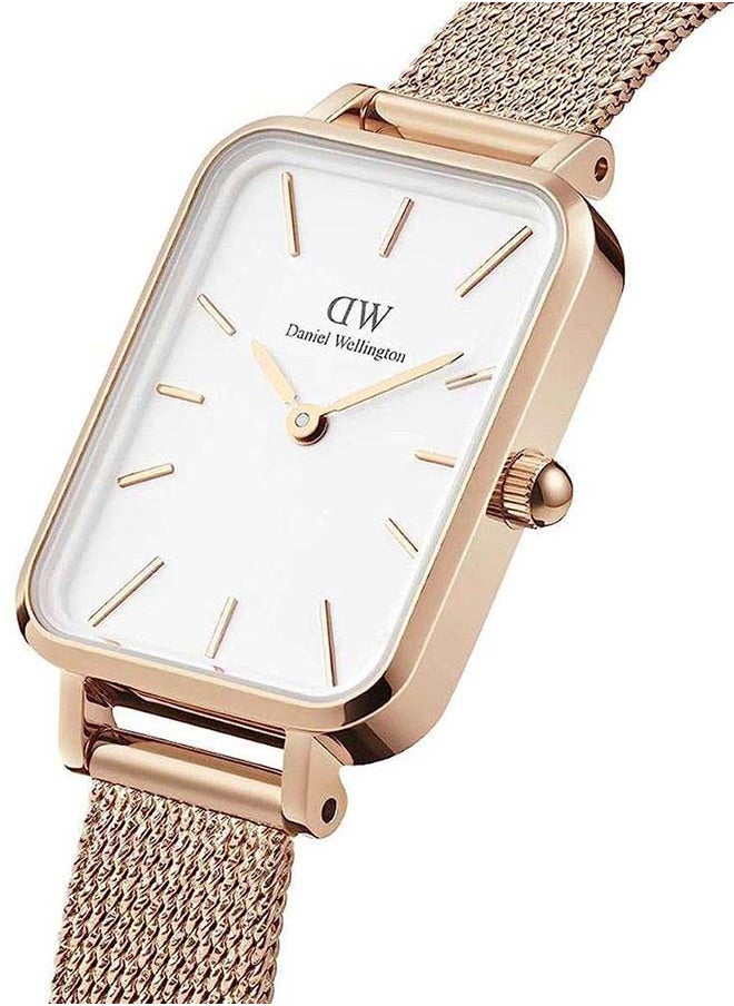 DANIEL WELLINGTON - Women Quadro Pressed Mesh Rose Gold White Watch DW00100431 - Image 1