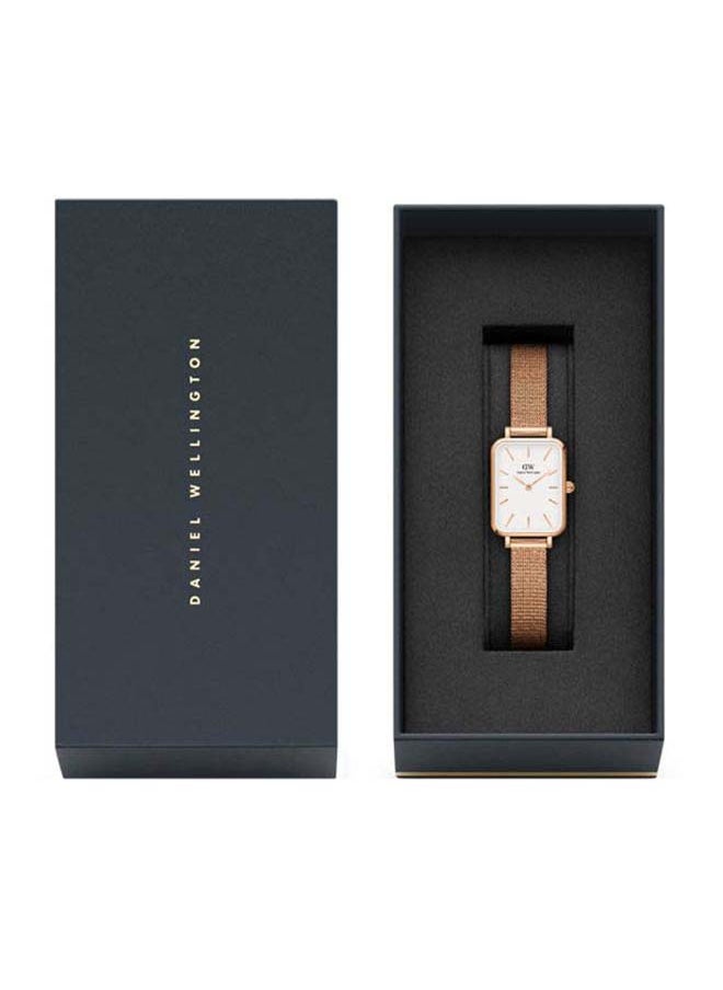 DANIEL WELLINGTON - Women Quadro Pressed Mesh Rose Gold White Watch DW00100431 - Image 1