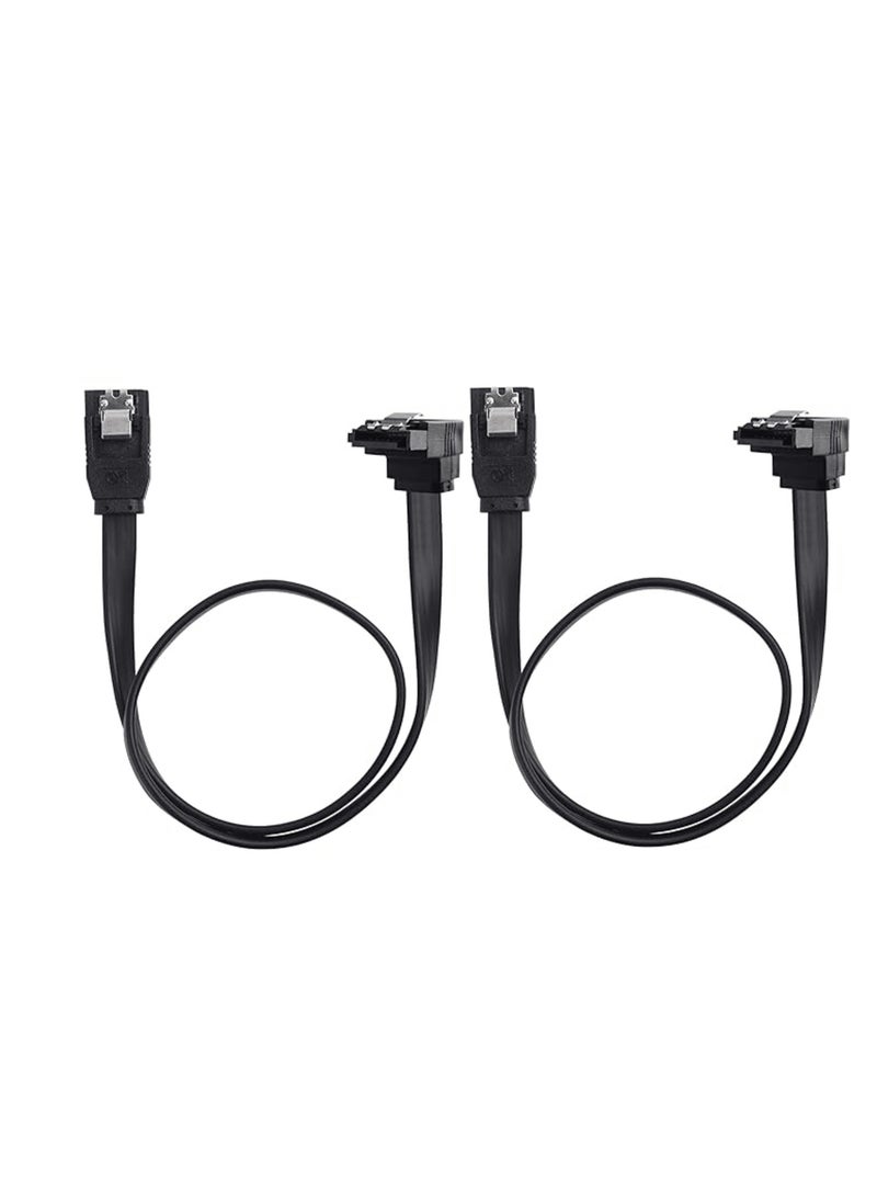 Generic - 2-Pack 90 Degree Right Angle SATA III 6.0 Gbps SATA Cable (SATA 3 Cable) Black, 30 CM - Image 1