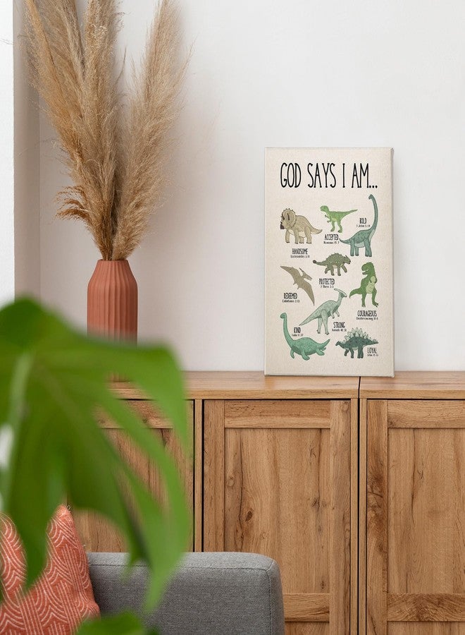 PHAMTE Christian Dinosaur Wall Art Decor Canvas, God Says I Am Bible Verse Dino Pictures Wall Decor Decorations Art, Dinosaur Scripture Framed Prints Artwork for Boys Kids Room Bedroom Playroom 11x14 - Image 4