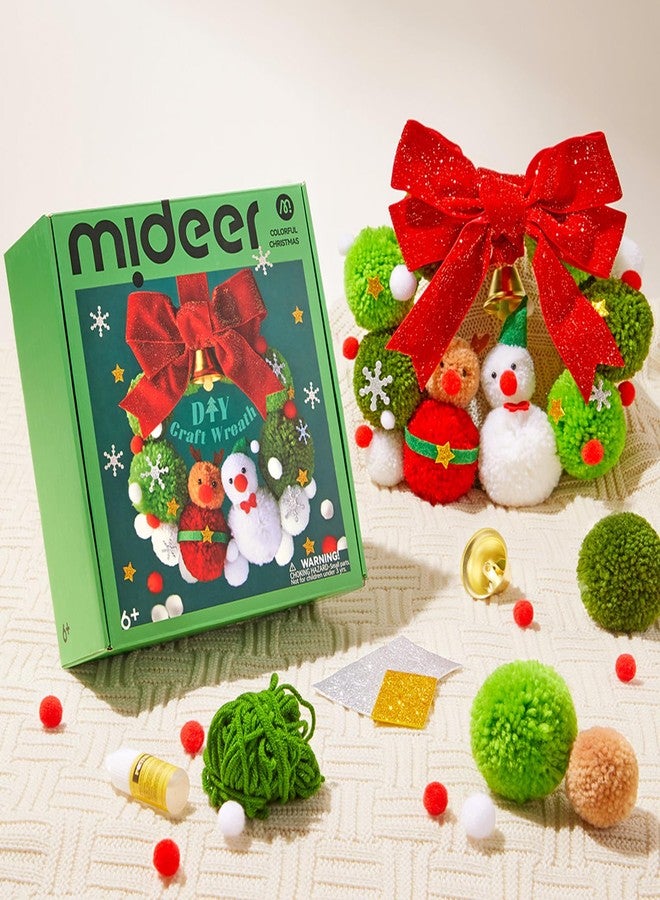 ميدير مجموعة صنع إكليل عيد الميلاد للأطفال من MiDeer، زينة إكليل عيد الميلاد، فنون وحرف إبداعية للأطفال مع كرات بوم بوم، ترتر، وشرائط، نشاط عائلي ممتع للأعمار من 6 سنوات فما فوق - Image 1