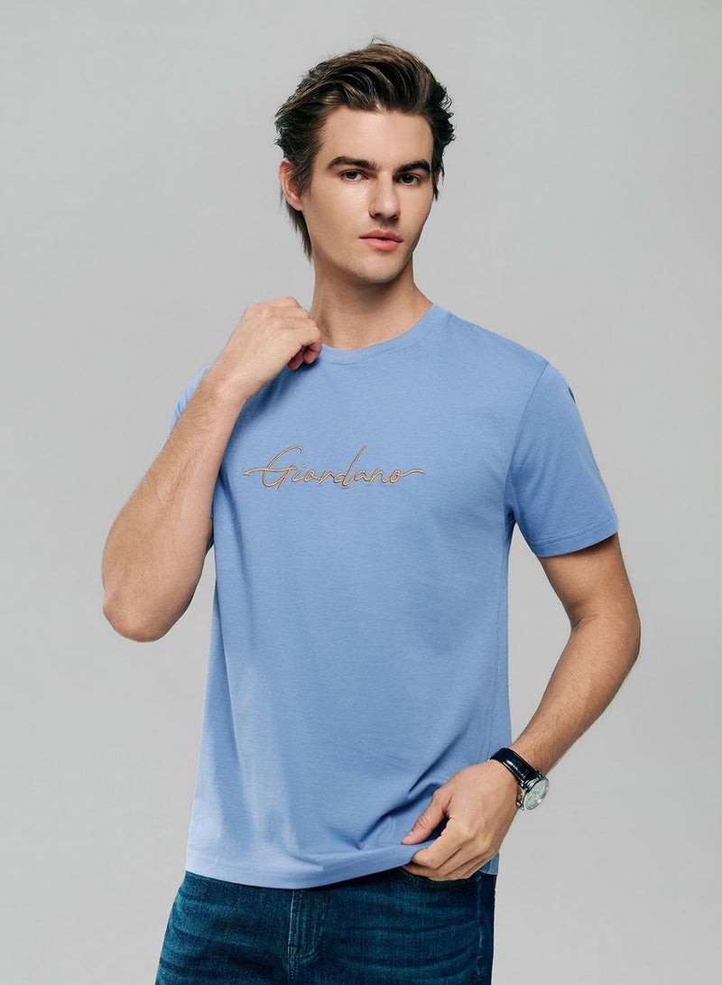 GIORDANO Men’s Slim Fit Cotton Signature Print Tee - Image 1