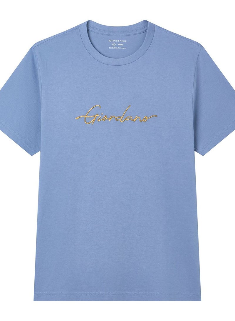GIORDANO Men’s Slim Fit Cotton Signature Print Tee - Image 3