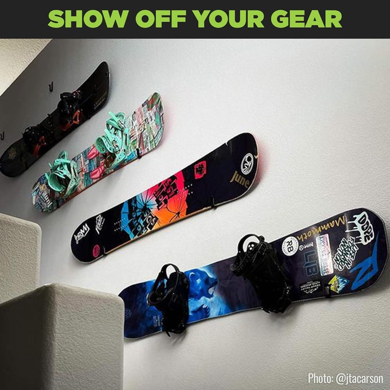 HIDEit Mounts HBoard - Horizontal Snowboard Wall Mount Clips - American Company - Black Steel and Rubber-Dipped Horizontal Snowboard Display Wall Mount for Adult and Youth Snowboards - Image 2