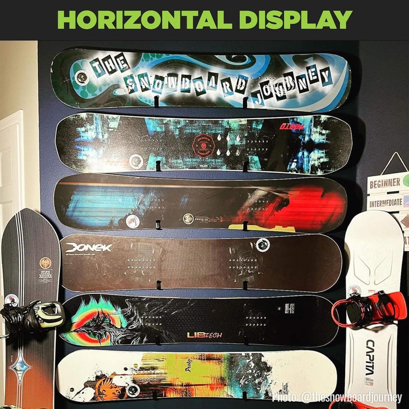 HIDEit Mounts HBoard - Horizontal Snowboard Wall Mount Clips - American Company - Black Steel and Rubber-Dipped Horizontal Snowboard Display Wall Mount for Adult and Youth Snowboards - Image 3