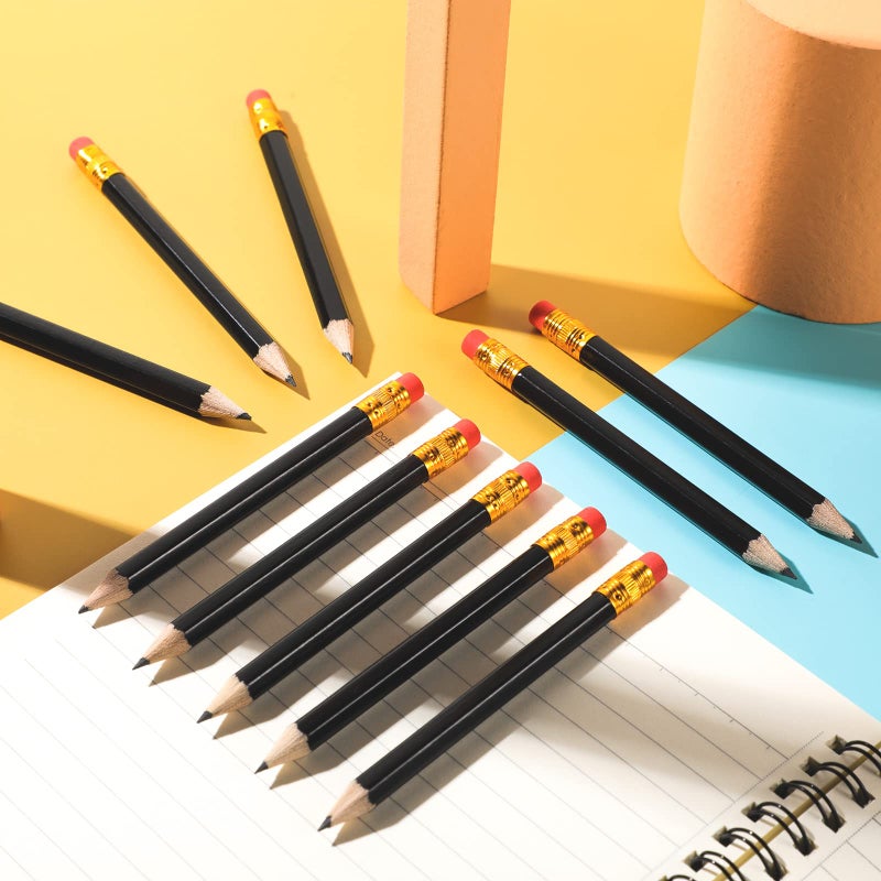 Zonon 48 Pieces Golf Pencils Mini Half Pencils with Eraser Short with Erasers Bulk Small for Kids HB Wedding Bridal School Office Writing Drawing Pocket(Black) - Image 5
