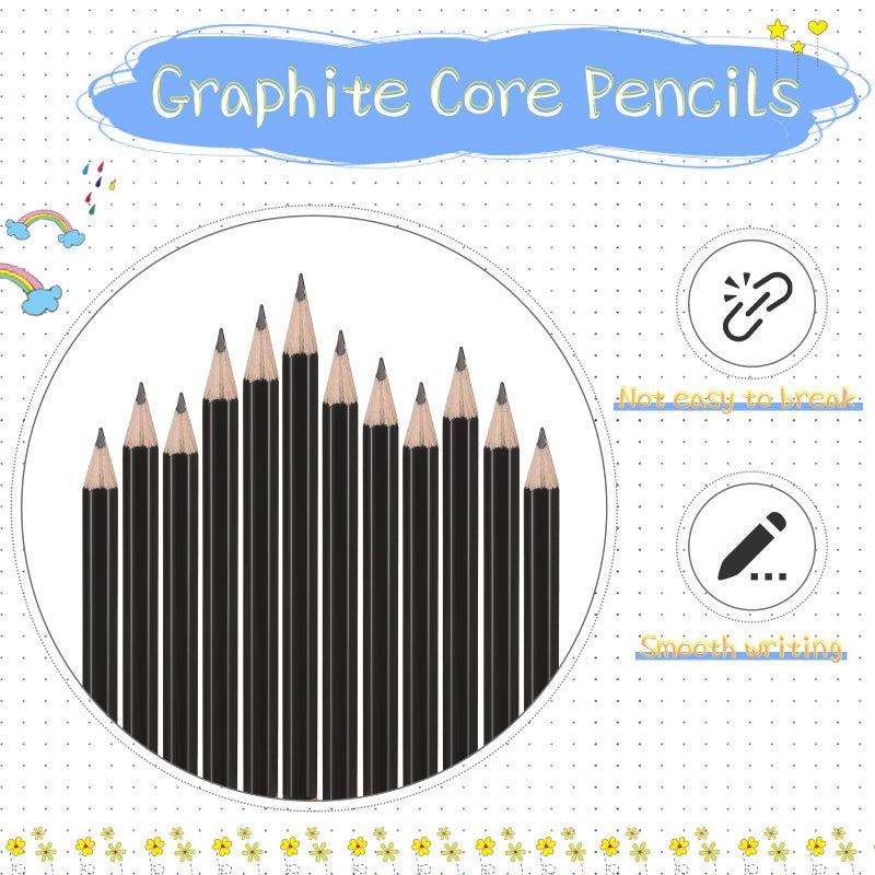 Zonon 48 Pieces Golf Pencils Mini Half Pencils with Eraser Short with Erasers Bulk Small for Kids HB Wedding Bridal School Office Writing Drawing Pocket(Black) - Image 4