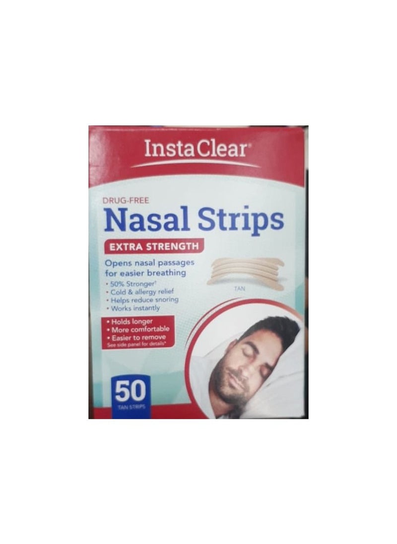Instaclear Nose strips that reduce the snoring process by sleeping Tan 50 ct 
