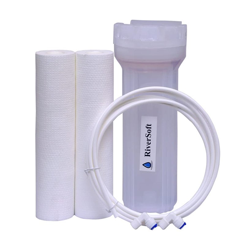 RiverSoft PreRO-6-STR RO prefilter semi-transparent housing assembly with additional spun cartridge | Compatible with All RO Water Purifier (1/4 inch / 6 mm connection, Semi-transparent, PP) - Image 2