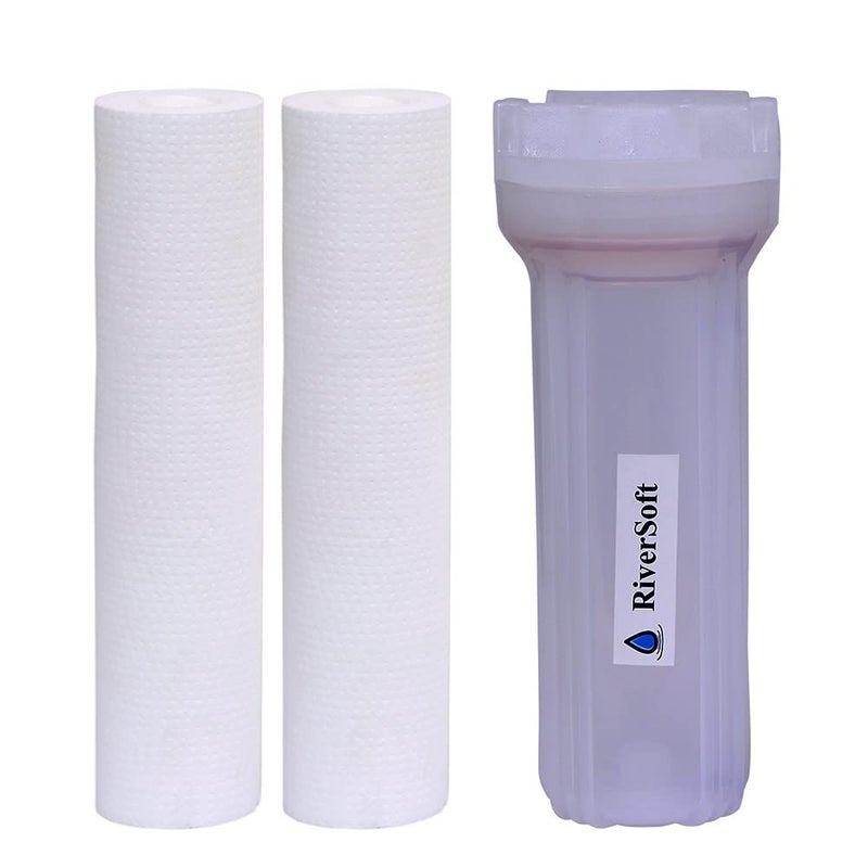 RiverSoft PreRO-6-STR RO prefilter semi-transparent housing assembly with additional spun cartridge | Compatible with All RO Water Purifier (1/4 inch / 6 mm connection, Semi-transparent, PP) - Image 3