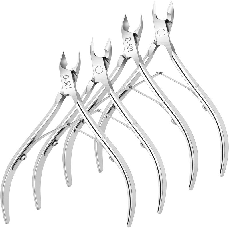 Awpeye 4 Packs Cuticle Nipper, Premium Stainless Steel Cuticle Trimmer for Manicure & Pedicure at Home/Spa/Salon [Silver]