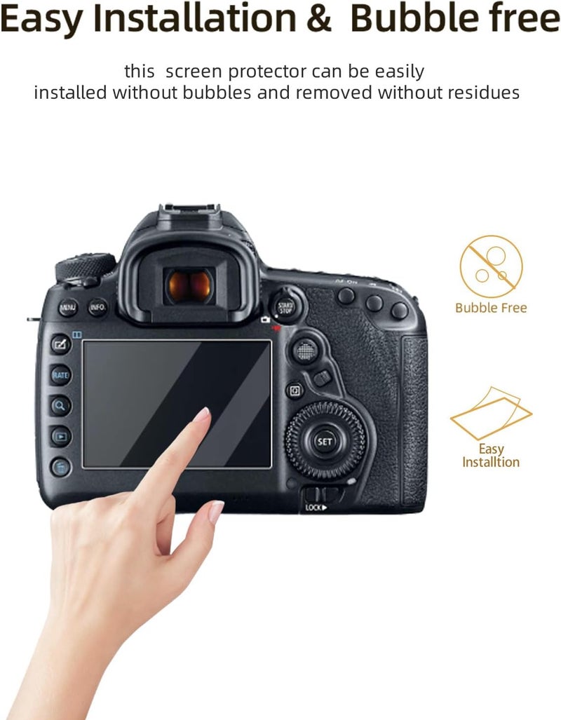 WUNIAK Screen Protector for Canon 5D3/5D4, HD Protective Film 4h Hardness Screen Protector,Easy Installation,Anti-Scratch,HD Quality,(3 Pack) - Image 3