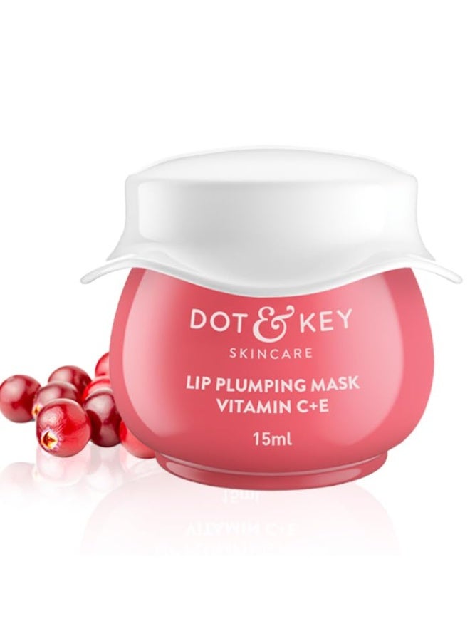 DOT & KEY Lip Plumping Mask With Shea Butter & Vitamin C + E For Naturally Glowing Lips | Smoothes Flaky & Dry Lips | LipMask For Soft,Smooth & Plump | (Lingonberry) |15Ml - Image 1
