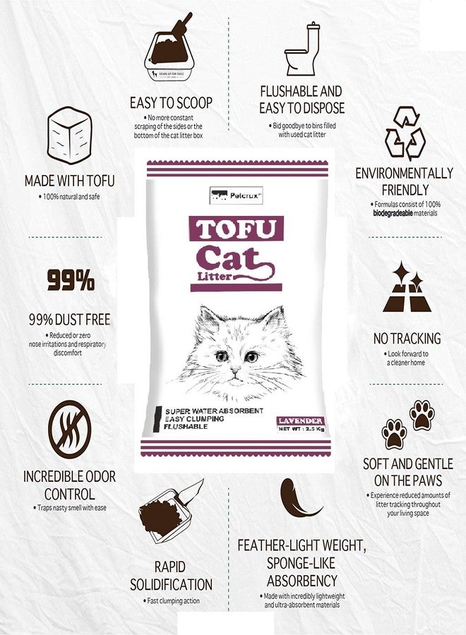 Petcrux Exclusive Organic Tofu Cat Litter 6 L = 2.5 Kg (Lavender, 2.5kg) - Image 3