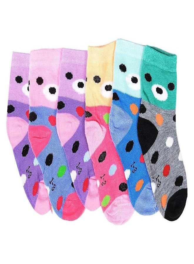 جوارب قطنية مطبوعة للأطفال V3E (متعددة الألوان، 4-5 سنوات)، عبوة من 6