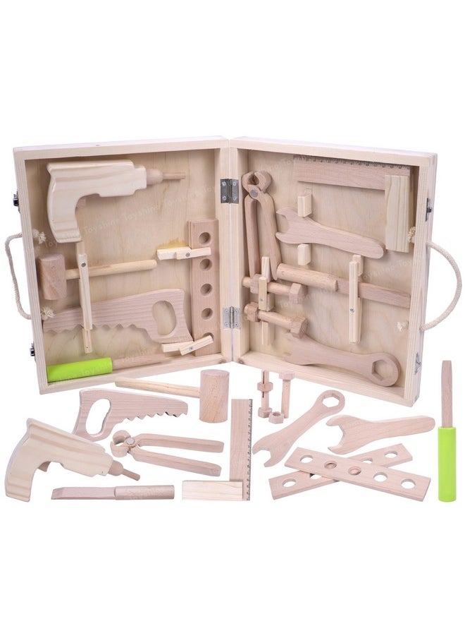 Toyshine Toyshine Pretend Play Wooden Tool Set Toy with Carry Case Packaging  - Image 1