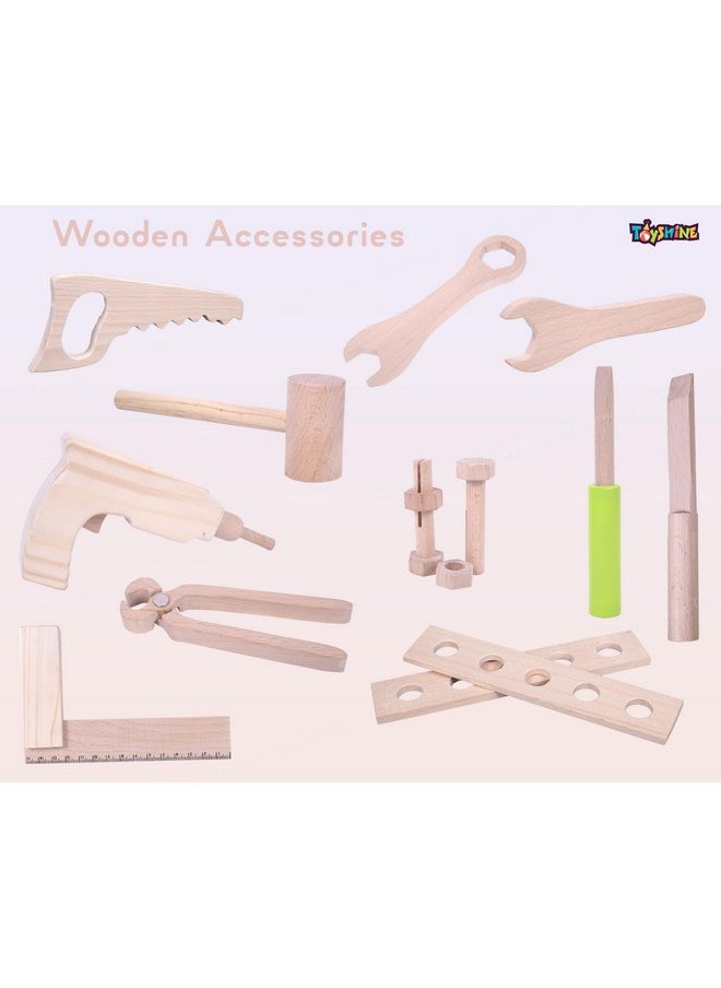 Toyshine Toyshine Pretend Play Wooden Tool Set Toy with Carry Case Packaging  - Image 2