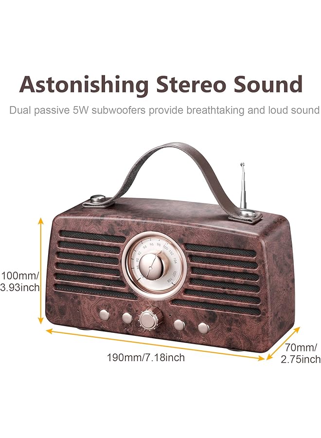 erorex Retro Bluetooth Speakers Portable Wireless Speaker Bluetooth 4.2 With Radio Fm Audio Home Outdoor Stereo Speaker With Powerful Sound And Subwoofer  - Image 2