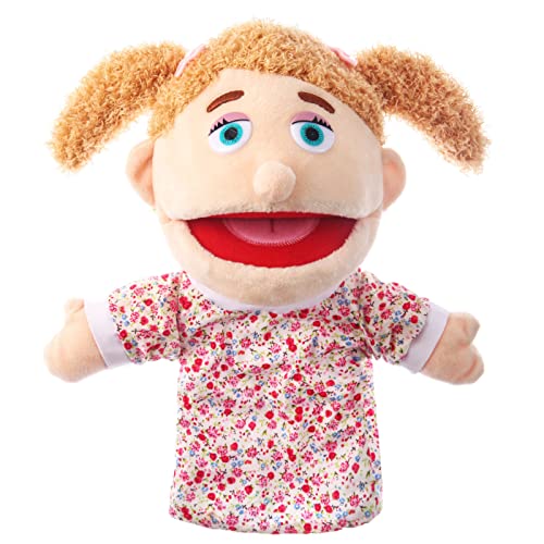 ZJoey 1 Pcs Family Hand Puppets 13 Inch Grandparents Mom Dad Brother Sister Plush Hand Puppet Toys RolePlay Toy Puppets for Kids Storytelling Imaginative Pretend Play Teaching PreschoolSister - Image 1
