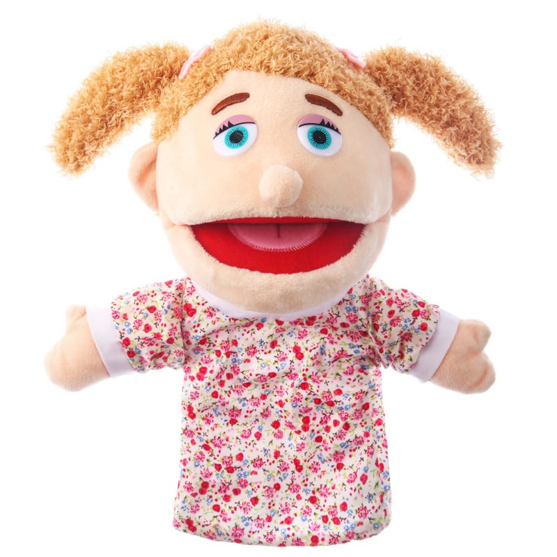 ZJoey 1 Pcs Family Hand Puppets 13 Inch Grandparents Mom Dad Brother Sister Plush Hand Puppet Toys RolePlay Toy Puppets for Kids Storytelling Imaginative Pretend Play Teaching PreschoolSister - Image 2