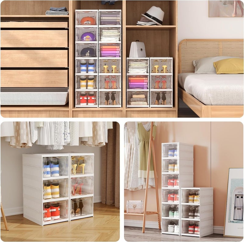 Raawan 3-Tier Portable Shoe Rack: Multi-Purpose DIY Storage Cabinet for Heels, Boots & Sneakers | Collapsible & Folding Shoe Organizer with Door - Image 2