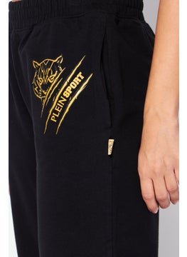 Plein Sport Women Sportswear Fit Brand Logo Training Sweatpants, Black  - Image 3