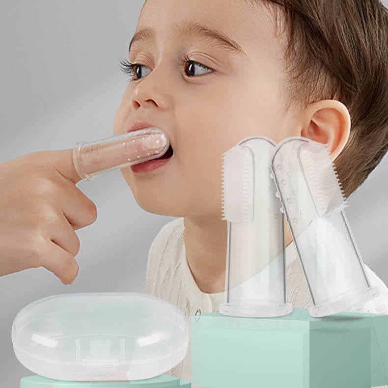 AAFOS Baby Silicone Finger ToothBrush with case for Easy Cleaning, Massaging, and Soothing Gums, Oral Hygiene - Image 1