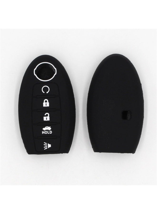 NOSKIN 2 Pack Silicone Key Fob Cover fit for Nissan Altima Maxima Kicks Murano Pathfinder Armada Patrol, 5-Button Smart Key Protection Case, Black with Red and White Accents - Image 3