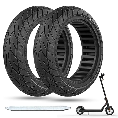 Cooryda 10x2.125 Scooter Tire, 10 inch Solid Rubber Tires Tubeless Front or Rear Replacement 10x2.125 Solid Electric Scooter Tire for Gotrax G4 Xr V2 Ninebot F25 F65 Hiboy S2 Pro 2pc Black - Image 1
