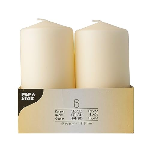 PAPSTAR Unscented Ivory Pillar Candles 2.5x4.5 Inch Set of 6 | European Made Premium Quality 25h Burning Time | Dripless, Smokeless Household Dinner, Party Candles - Image 2