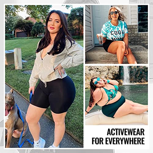 TNNZEET 2 Pack Plus Size Biker Shorts for Women - 8" Black High Waisted Tummy Control Spandex Workout Shorts (XL-4XL) - Image 2
