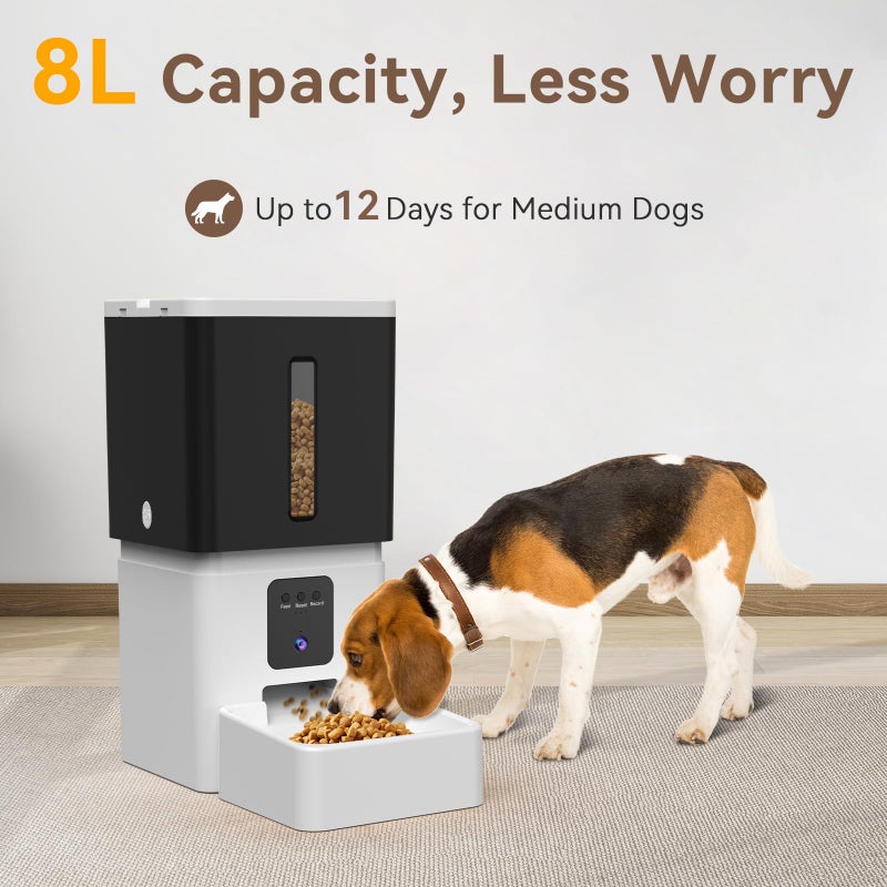 UTCG Automatic Dog Feeder with Camera: 8L/33 Cups 5G WiFi Timed Food Dispenser for Medium Dogs - 1080P HD Night Vision Video Recording 2-Way Audio APP Control - Image 2