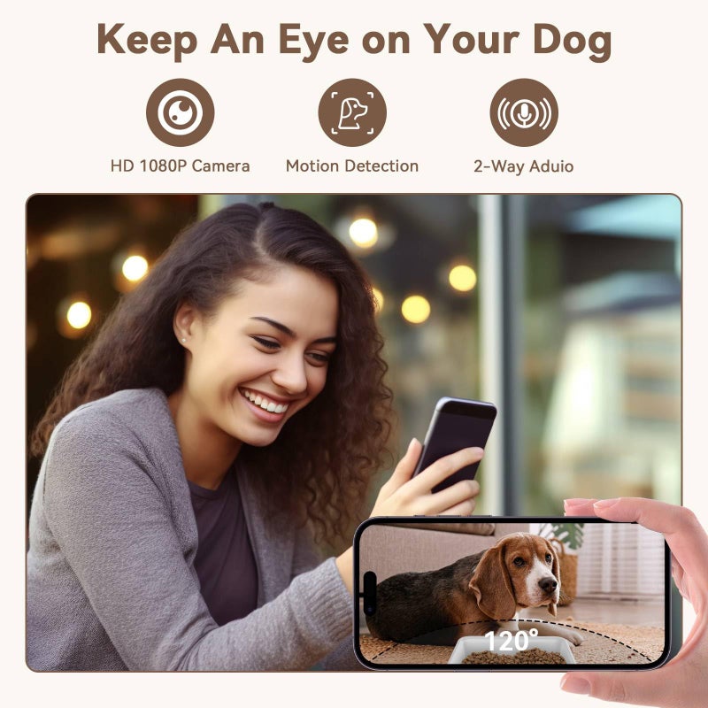 UTCG Automatic Dog Feeder with Camera: 8L/33 Cups 5G WiFi Timed Food Dispenser for Medium Dogs - 1080P HD Night Vision Video Recording 2-Way Audio APP Control - Image 3