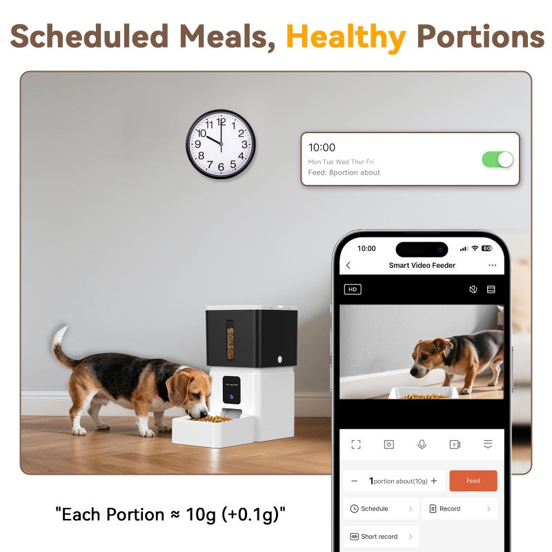UTCG Automatic Dog Feeder with Camera: 8L/33 Cups 5G WiFi Timed Food Dispenser for Medium Dogs - 1080P HD Night Vision Video Recording 2-Way Audio APP Control - Image 4
